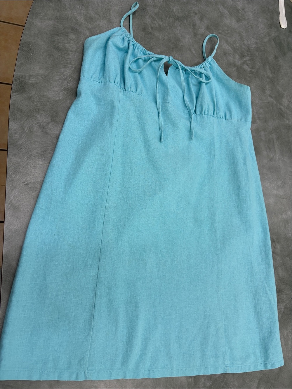 Women’s Aqua Blue Midi Sundress with Tie Front